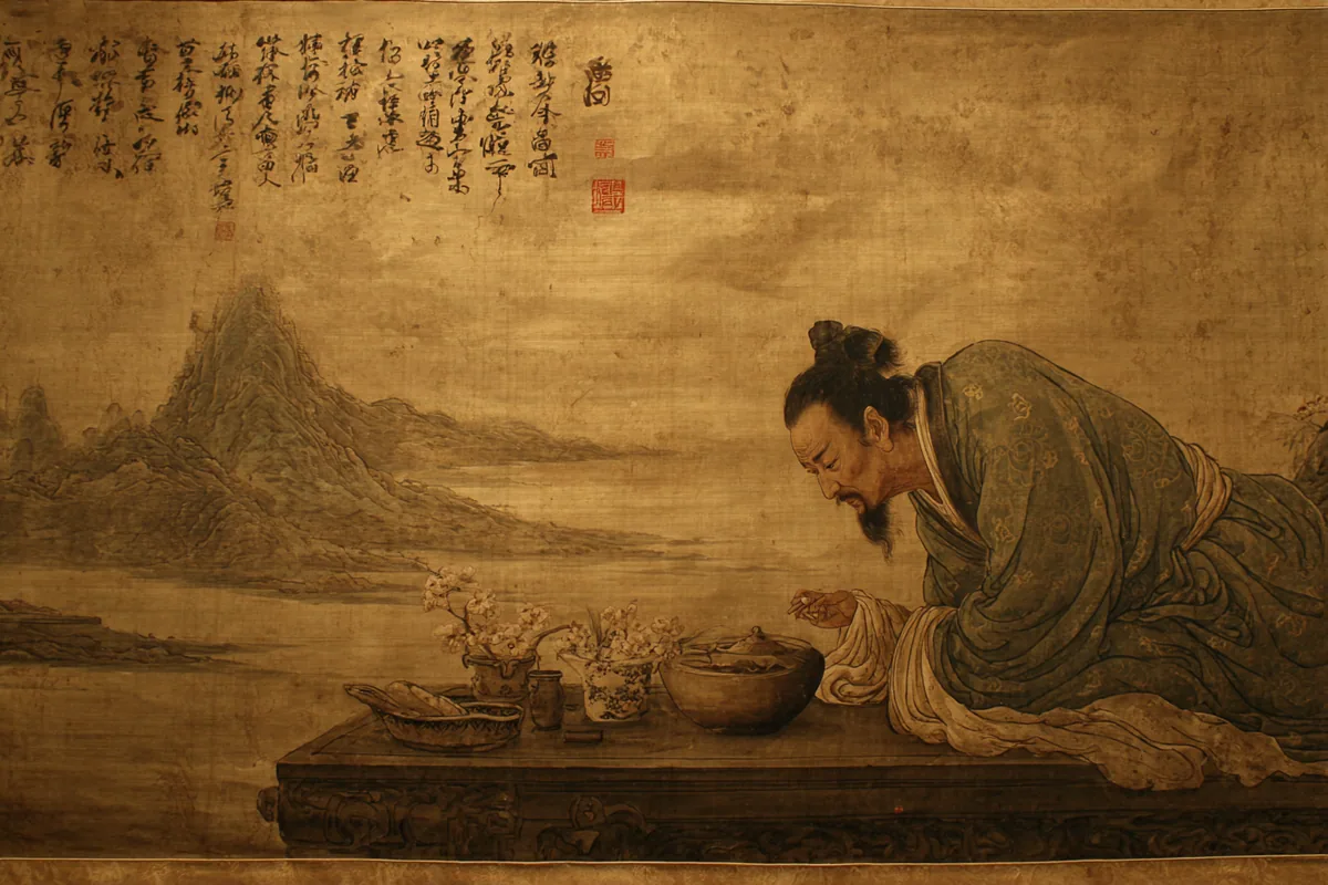 Quẻ Bí — Sơn Hỏa Bí, minh họa Song scroll
