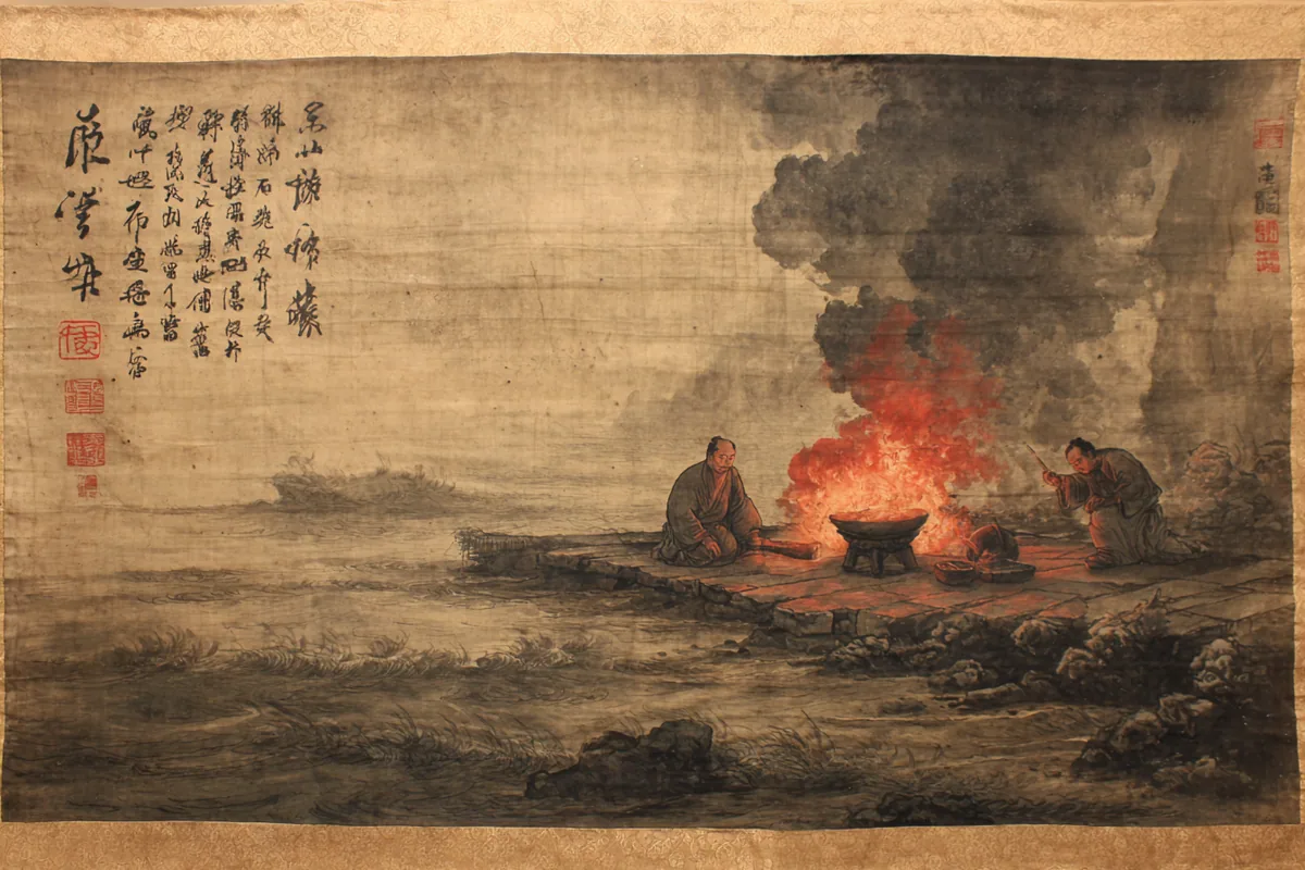 Quẻ Cách — Trạch Hỏa Cách, minh họa Song scroll