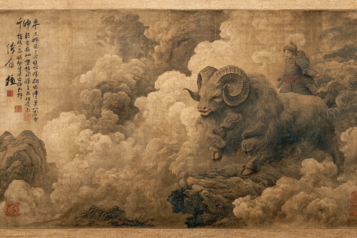 Quẻ Đại Tráng — Lôi Thiên Đại Tráng, minh họa Song scroll