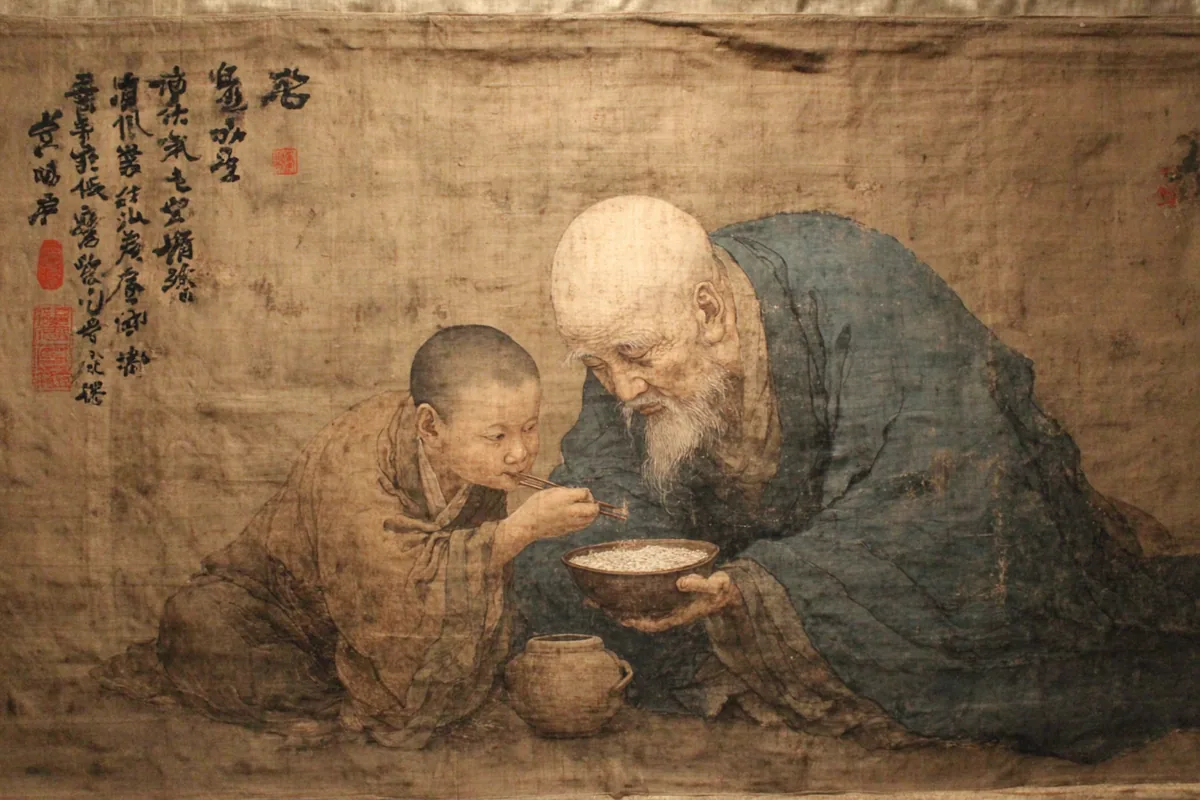 Quẻ Di — Sơn Lôi Di, minh họa Song scroll