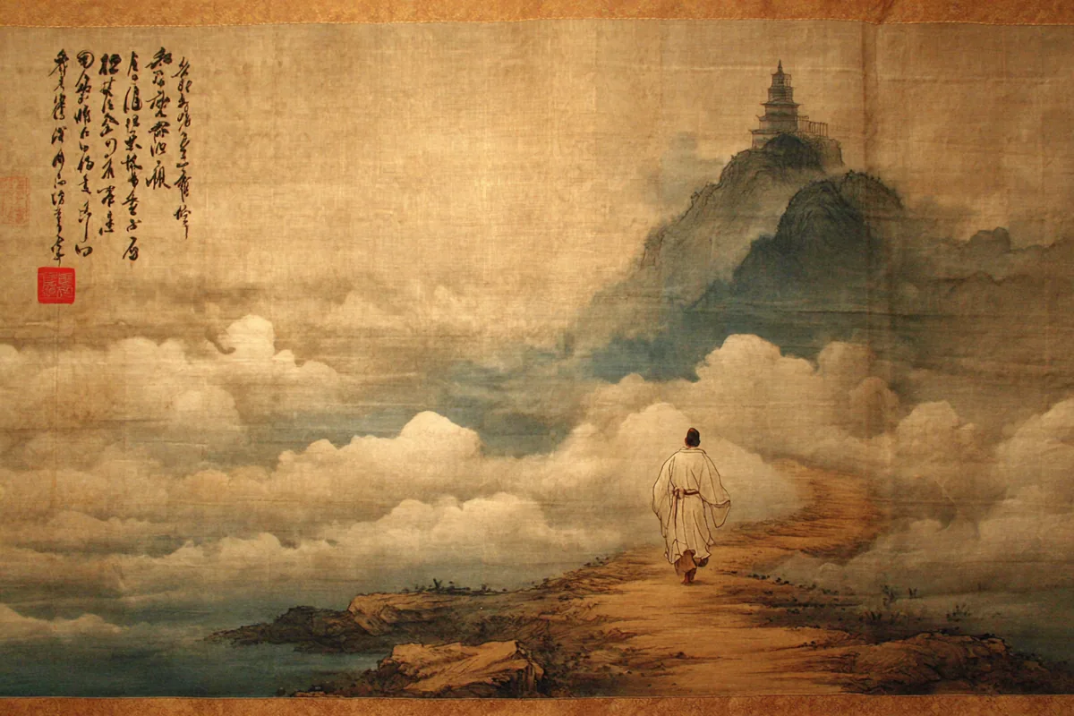 Quẻ Độn — Thiên Sơn Độn, minh họa Song scroll