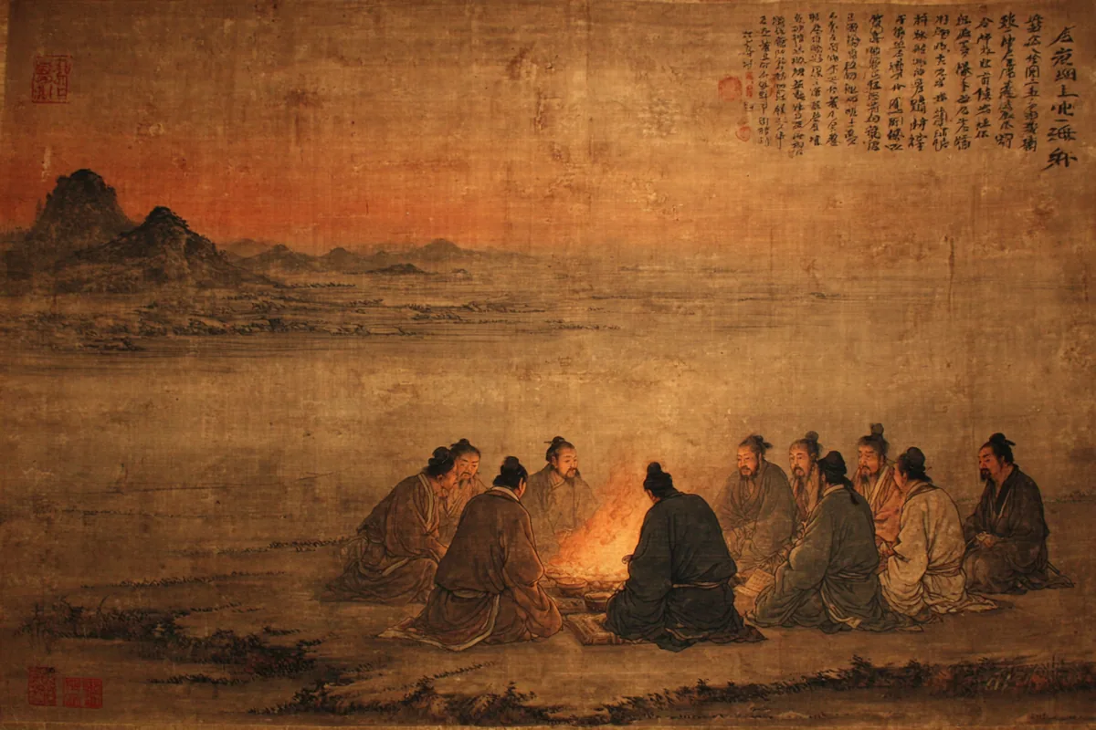 Quẻ Đồng Nhân — Thiên Hỏa Đồng Nhân, minh họa Song scroll