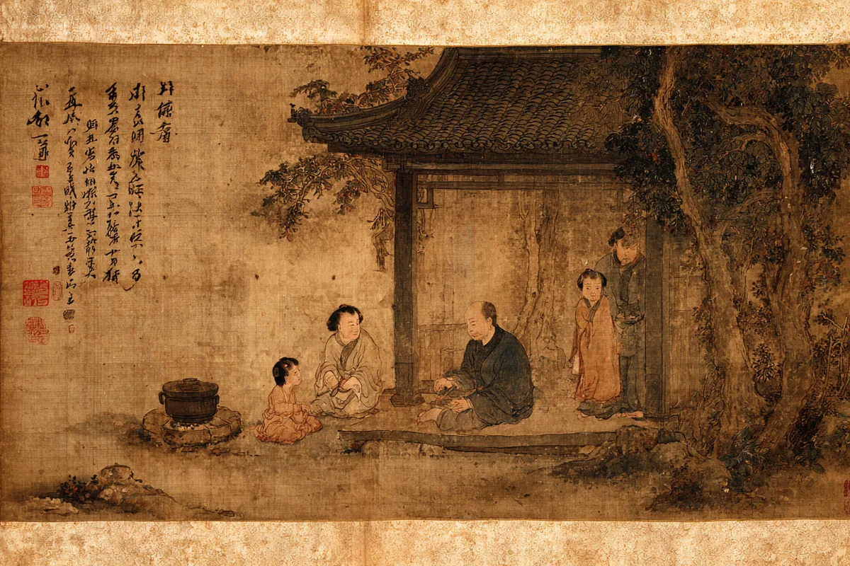 Quẻ Gia Nhân — Phong Hỏa Gia Nhân, minh họa Song scroll