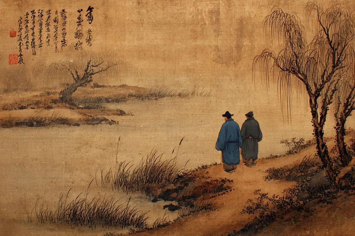 Quẻ Lâm — Địa Trạch Lâm, minh họa Song scroll