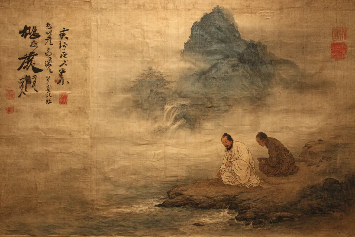 Quẻ Mông — Sơn Thủy Mông, minh họa Song scroll