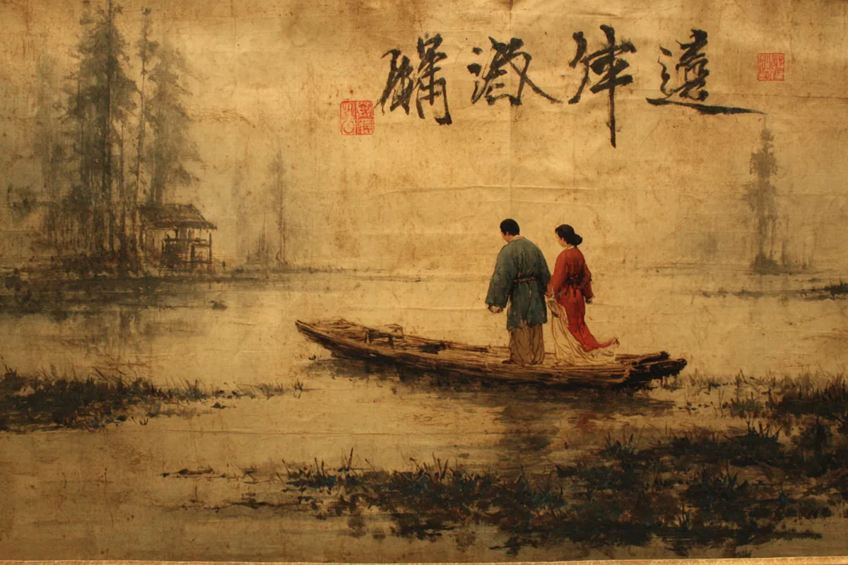 Quẻ Quy Muội — Lôi Trạch Quy Muội, minh họa Song scroll