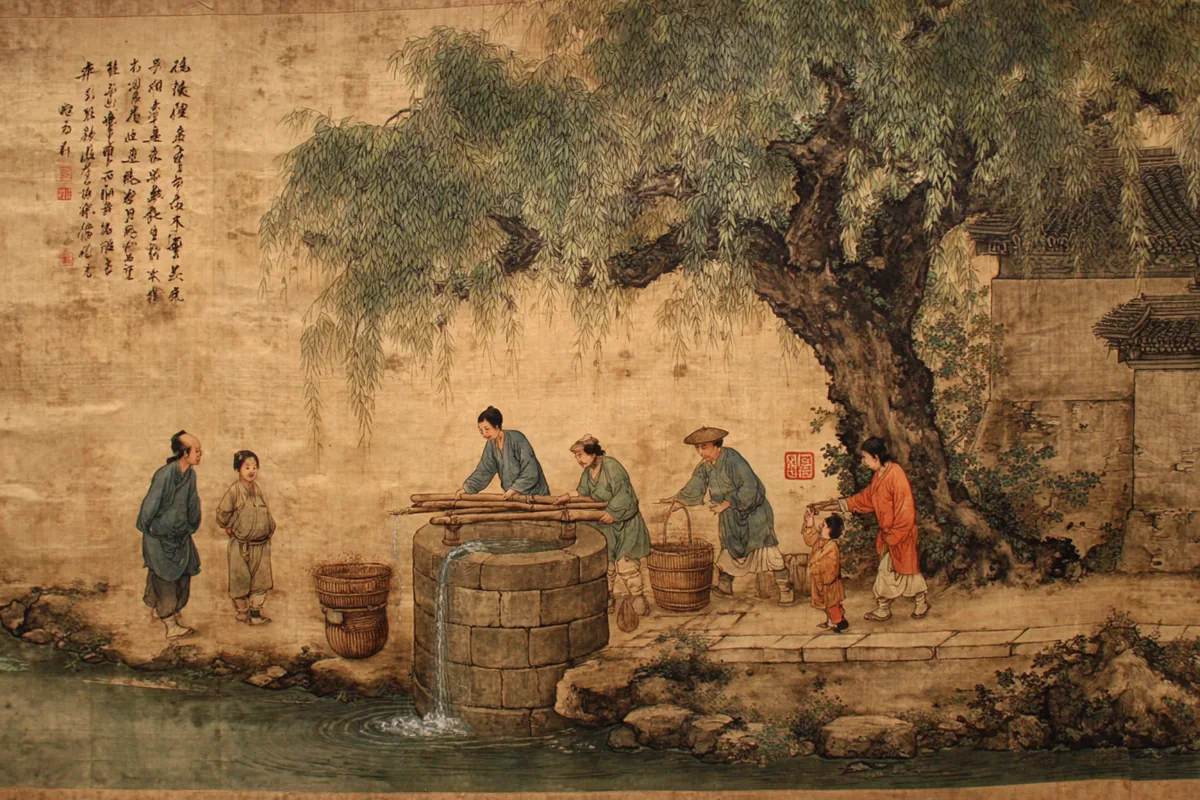 Quẻ Tỉnh — Thủy Phong Tỉnh, minh họa Song scroll