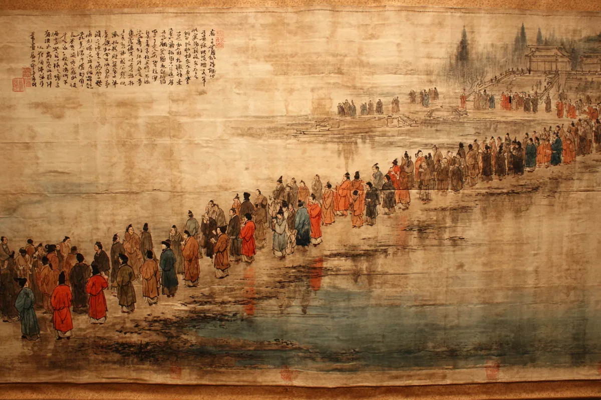 Quẻ Tụy — Trạch Địa Tụy, minh họa Song scroll